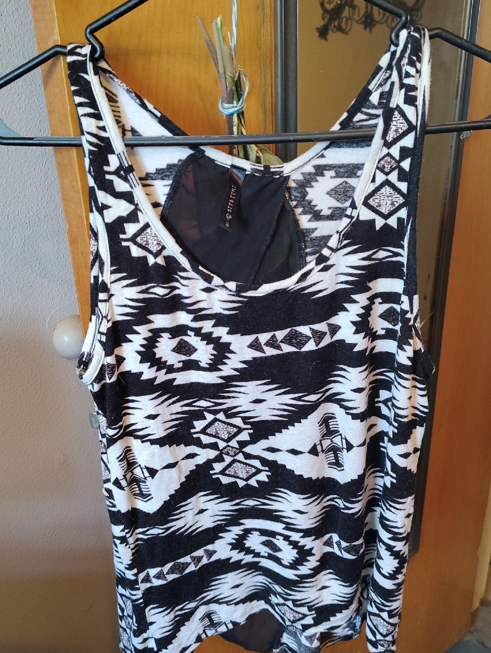 Full Tilt Black & White Aztec Print Tank